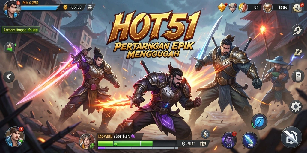 Tangkapan layar HOT51 menampilkan aksi pertarungan yang seru dan intens di arena.