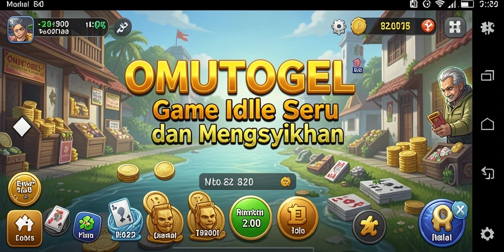 Tangkapan layar gameplay OMUTOGEL menampilkan aksi pengumpulan sumber daya.