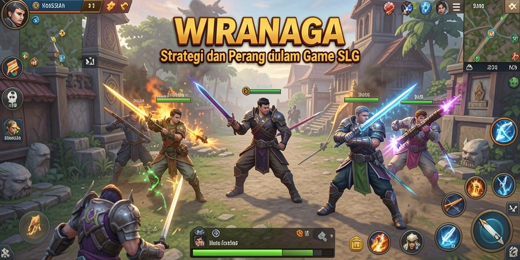 Tampilan screenshot utama WIRANAGA dengan aksi gameplay SLG yang seru.